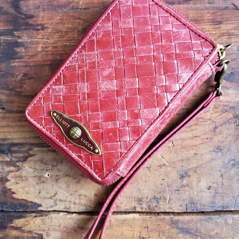 Elliott Lucca Crimson Woven Clutch